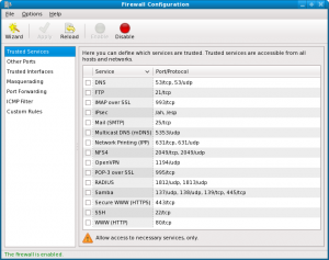 Fedora\'s firewall interface