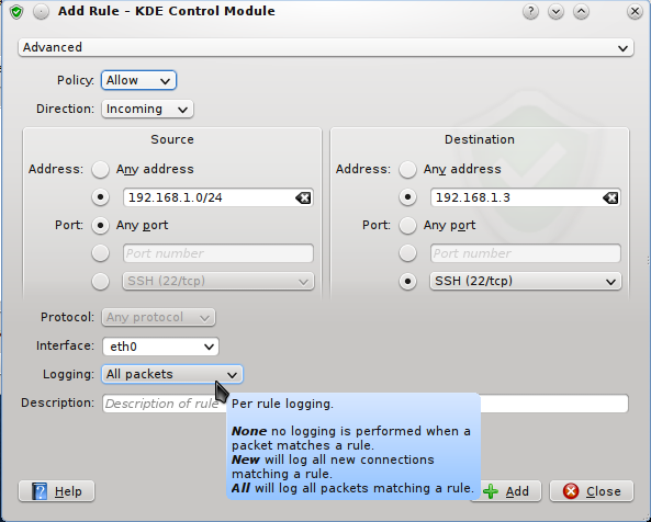 KDE UFW Firewall Control Module  