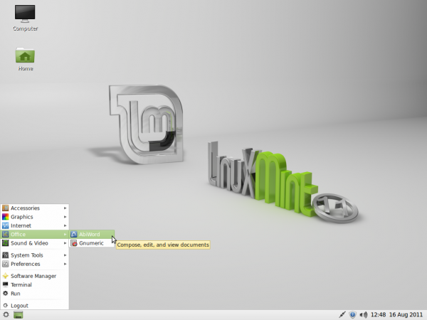 Linux Mint 11 LXDE Desktop Menu