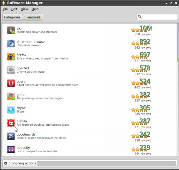 Software Manager's Features Apps on Linux Mint 11 LXDE