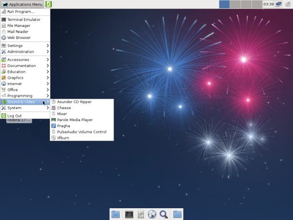 Fedora 17 Beta Xfce Multimedia Apps