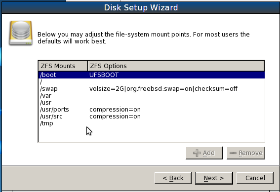 PCBSD 9.1 Install ZFS Default Partitions