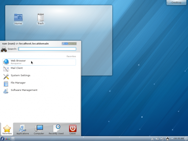 Fedora 18 KDE Kickoff