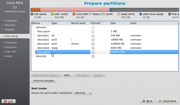 Linux Mint 17 KDE GPT EFI partition