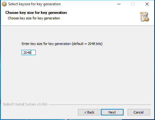 OpenSSH key length Windows 10