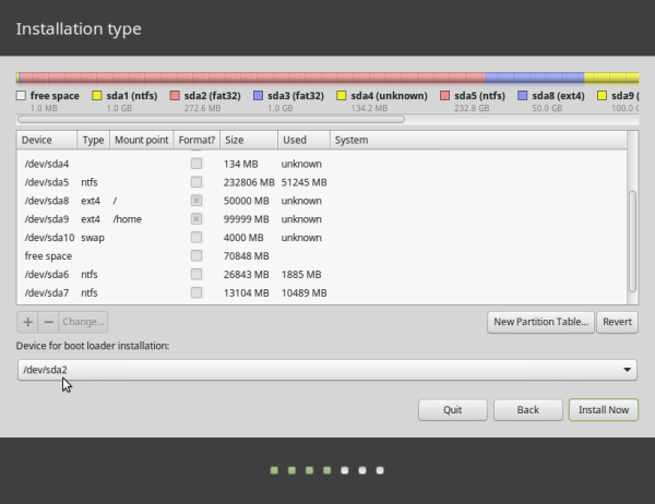 Linux Mint 17.2 partitions on OEM computer