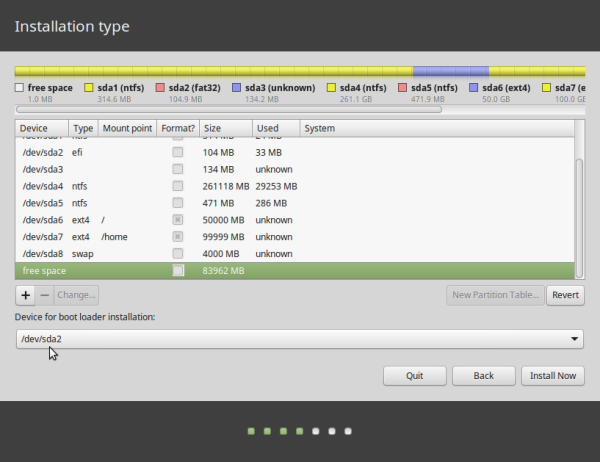 EFI boot partition as the device for boot loader