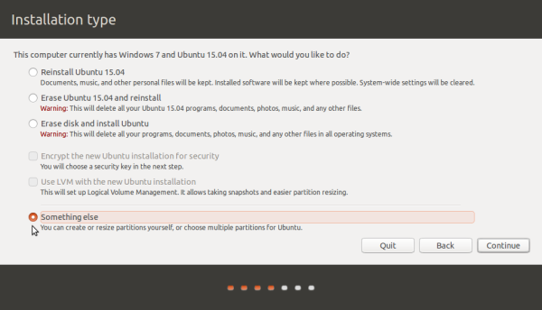 Ubuntu 15.04 Something else