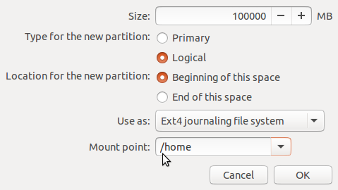 Ubuntu 15.04 home partition