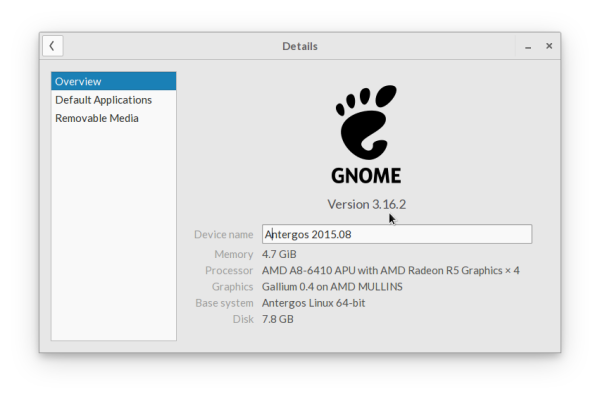 Antergos GNOME 3.16.2