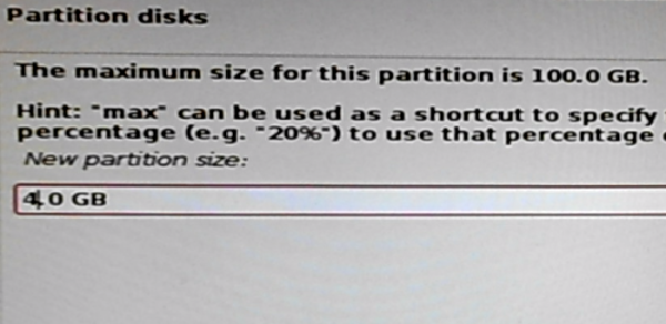 Kali Linux 2 swap partition size