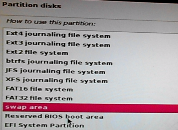 Kali Linux 2 swap partition