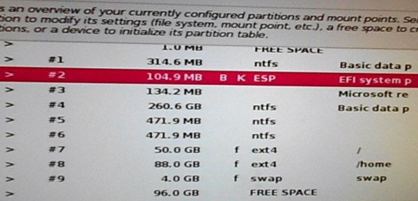 Kali Linux 2 Boot EFI partition