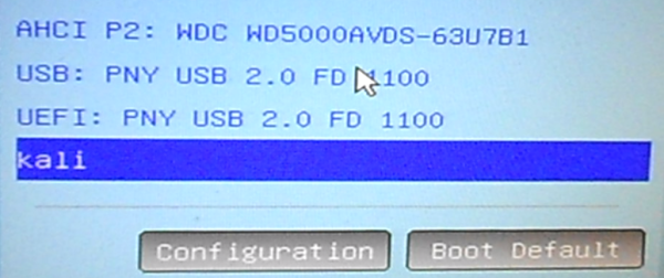 Kali Linux 2 GRUB boot manager