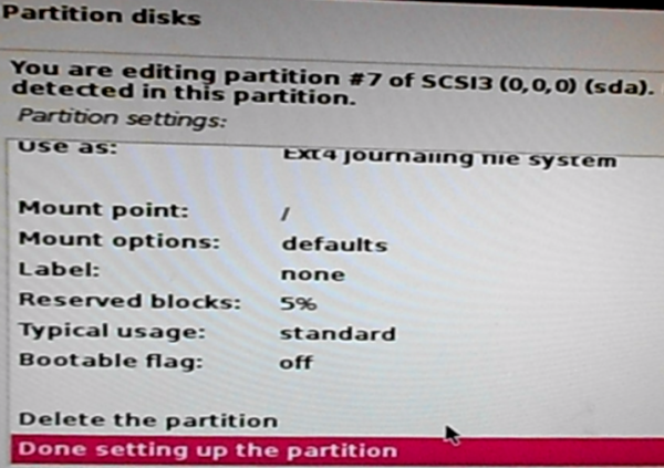 Kali Linux 2 root partition mount