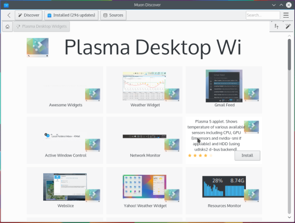 KDE Plasma 5 desktop widgets