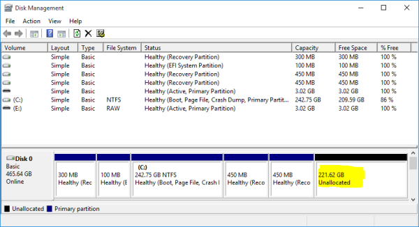 Windows 10 partitions