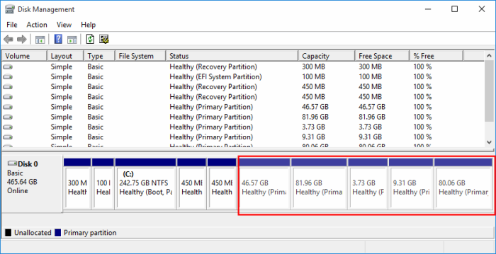 Windows 10 Partitions