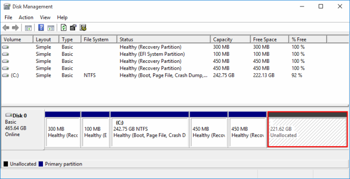 Windows 10 partitions