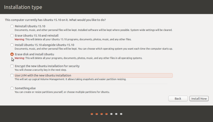 Ubuntu 15.10 partition methods