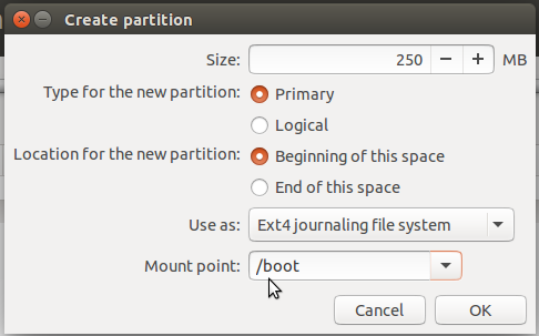 Ubuntu 15.10 boot partition