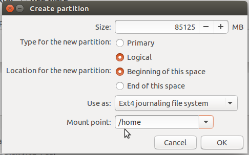 Ubuntu 15.10 home partition