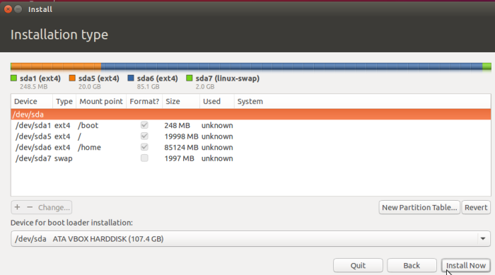manual partitioning on Ubuntu 15.10