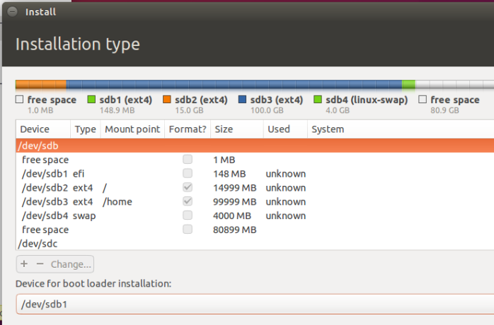 Ubuntu 15.10 disk partitions