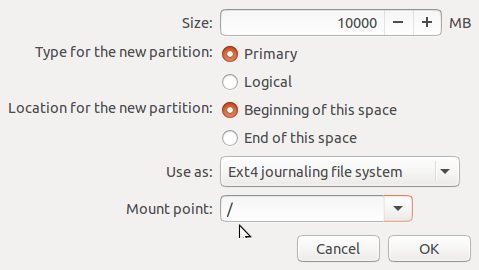 Ubuntu 15.10 root partition