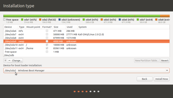 Triple-boot Ubuntu 15.10, Kali Linux 2 and Windows 10