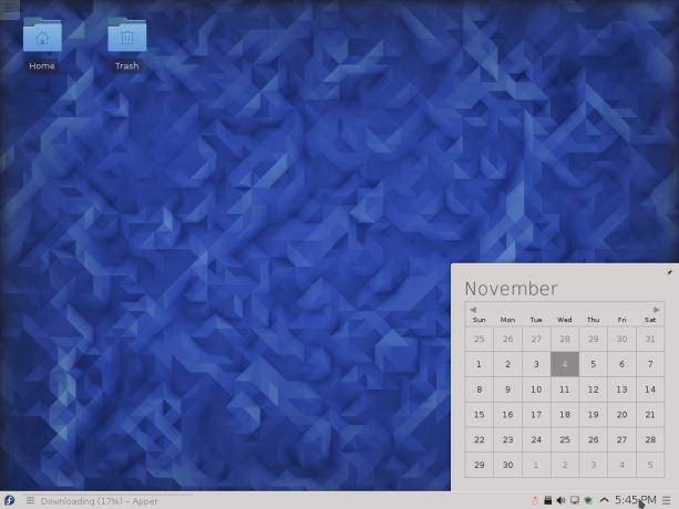 Fedora 23 KDE panel calendar