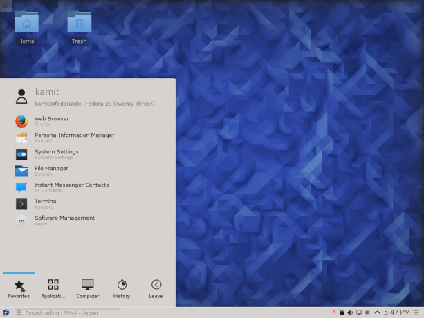 Fedora 23 KDE desktop