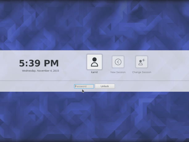 Fedora 23 KDE login window
