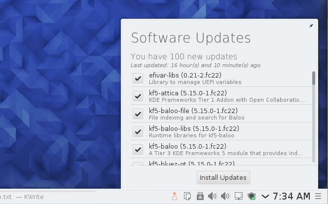 Fedora 23 system updates
