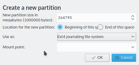 Kubuntu 15.10 partition editor