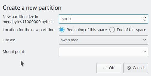 Creating swap partition Kubuntu 15.10