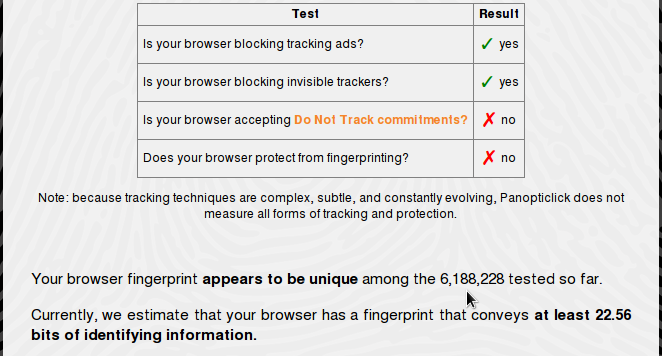 Browser fingerprinting with NoScript