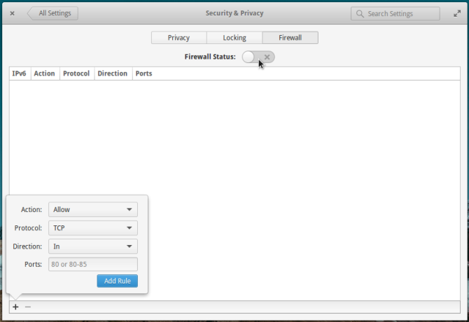 elementary OS Freya 0.3.2 firewall module