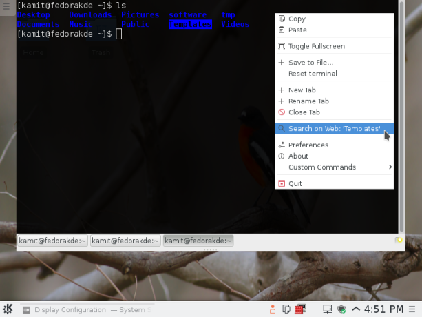 Guake terminal emulator context menu
