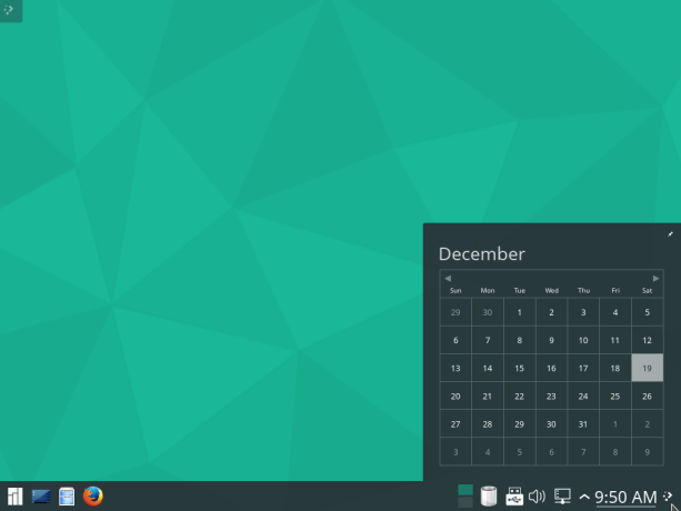 Manjaro 15.12 KDE panel calendar