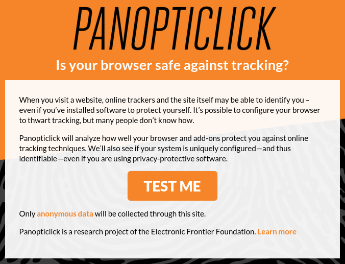 Panopticlick browser tracking