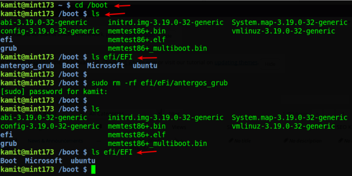 How to keep your Boot EFI partition clean of old Linux bootloader folders