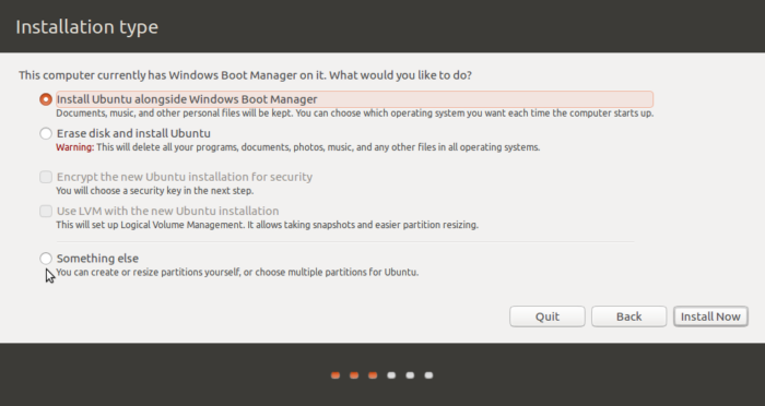 Partition methods of Ubuntu 16.04 installer