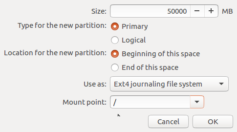 Ubuntu 16.10 root partition