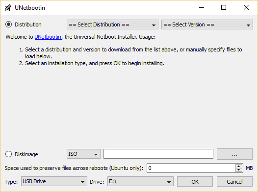 Unetbootin on Windows 10