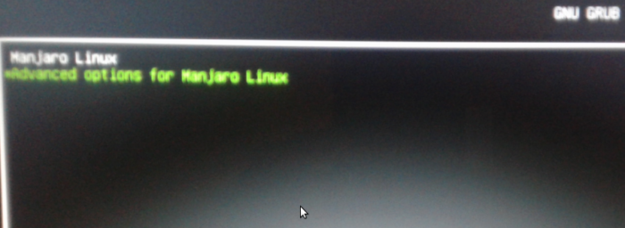 GRUB menu of Manjaro Linux