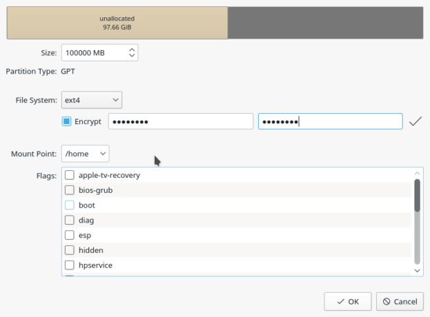 Calamares encrypted home partition