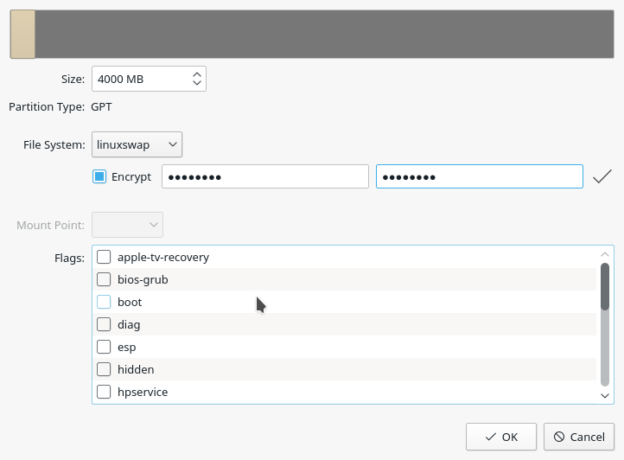 Calamares encrypted swap partition