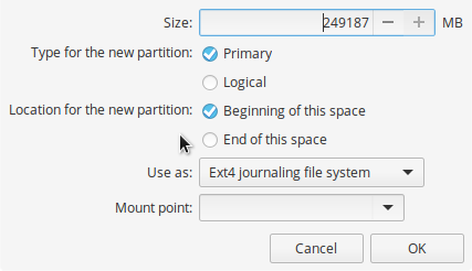 elementary OS partition editor