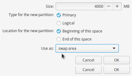 elementary OS swap partition